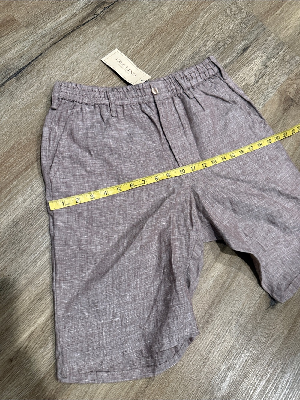 Linen Made in Italy Elastic Waist Bermuda Shorts in Brown - Unbranded - Picture 5 of 8